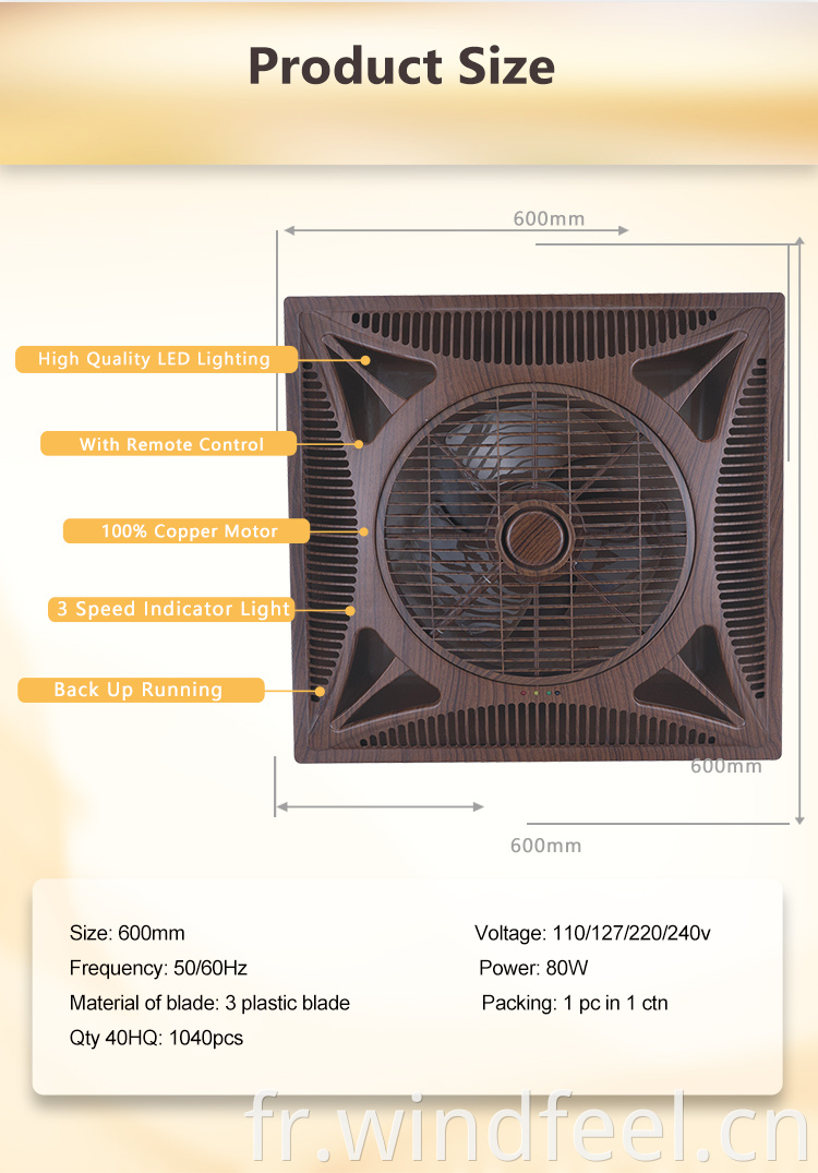 Foshan Factor de ventilateur de ventilateur de ventilateur de ventilateur de ventilateur avec lumière LED